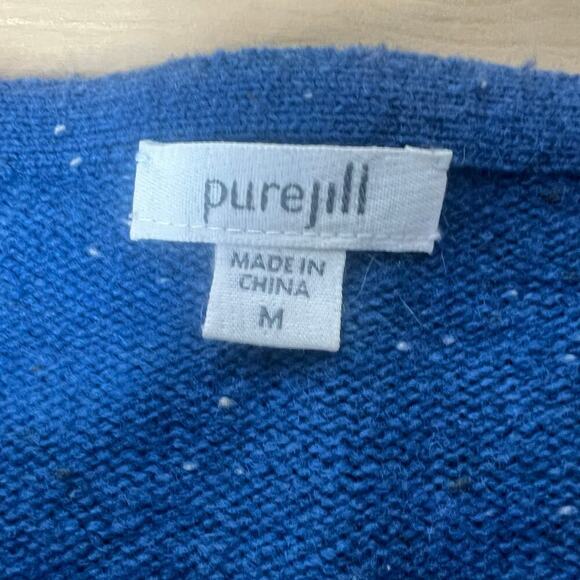 PureJill Blue Coatigan Cardigan Pocket Sweater Sz Medium Wool Blend Oversized - Picture 6 of 8